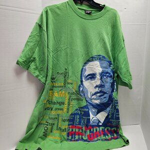 Ruba Barack Obama Tee T Shirt Big Green President Progress 100% Cotton  3XL